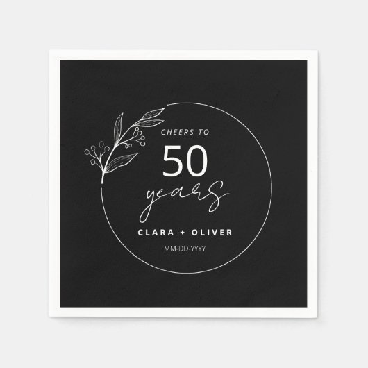 Minimal Black 50 Jahre Hochzeitstag Serviette (Vorderseite)