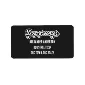 Minimal Black and White Dog Groomer Groovy Adressaufkleber (Vorne)