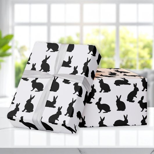 Minimal Black And White Easter Bunny Pattern Geschenkpapier