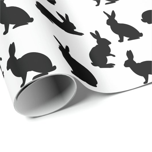 Minimal Black And White Easter Bunny Pattern Geschenkpapier (Rolleneckpunkt)
