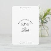 Minimal Black and White Elegant Save the Date Card (Stehend Vorderseite)