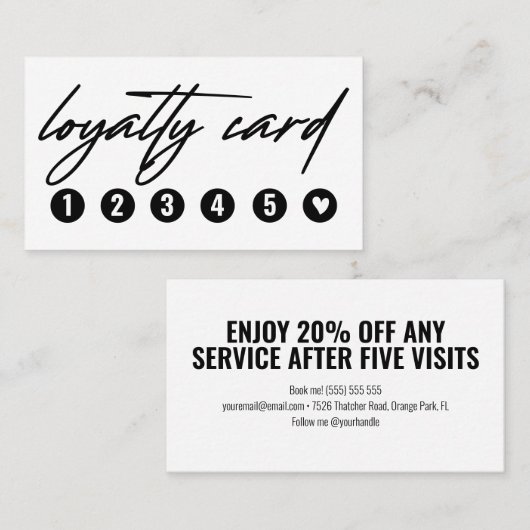 Minimal Black and White Lashes Nails Loyalitätskar Treuekarte (Vorne/Hinten)