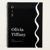 Minimal Black and White Personalized Name Year Planer (Vorderseite)