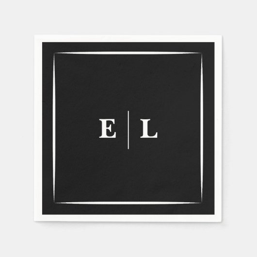Minimal Black and White Personalized Wedding Guest Serviette (Vorderseite)