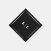 Minimal Black and White Personalized Wedding Guest Serviette (Ecke)