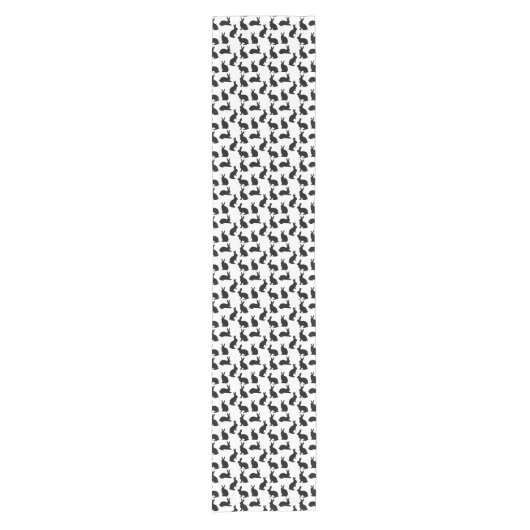 Minimal Black And White Rabbit Pattern Cute Easter Kurzer Tischläufer (Vorderseite)