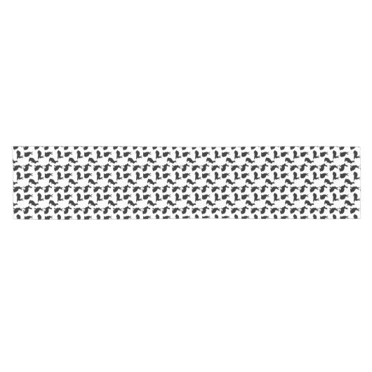 Minimal Black And White Rabbit Pattern Cute Easter Kurzer Tischläufer (Horizontal)