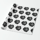 Minimal Black and White Rose Pattern Geschenkpapier (Ungerollt)
