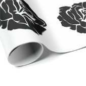 Minimal Black and White Rose Pattern Geschenkpapier (Rolleneckpunkt)