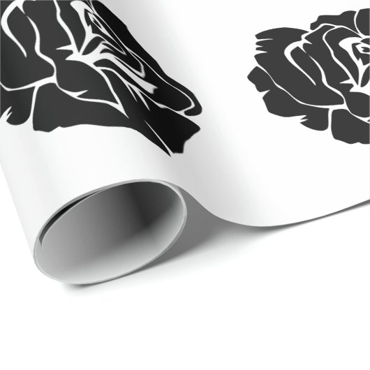 Minimal Black and White Rose Pattern Geschenkpapier (Rolleneckpunkt)