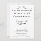 Minimal Black and White Script Engagement Party Einladung (Vorderseite)
