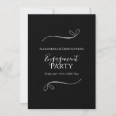 Minimal Black and White Script Engagement Party Einladung (Rückseite)