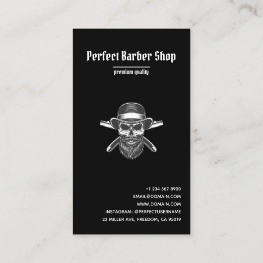 Minimal Black Beard Razors Logo Trendy Barbershop Visitenkarte (Rückseite)
