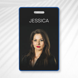 Minimal Black Blue Corporate Employee Foto ID Ausweis