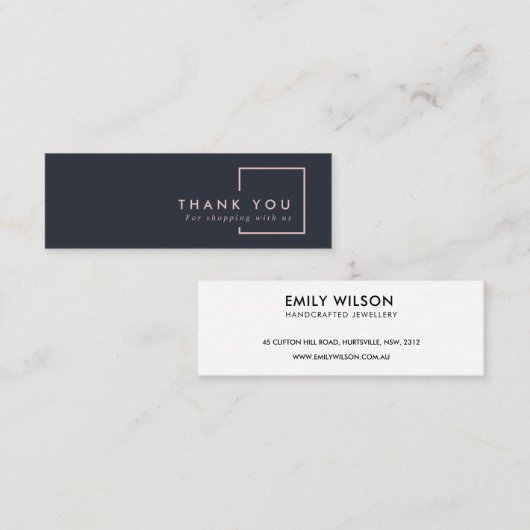 MINIMAL BLACK BLUSH RECTANGLE DANK DANK DANK DANK  MINI VISITENKARTE (Vorne/Hinten)