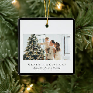 Minimal Black Border Foto Elegante Weihnachten Keramikornament