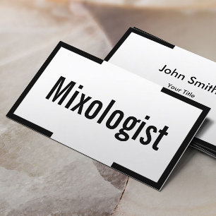 Minimal Black Border Mixologist Business Card Visitenkarte
