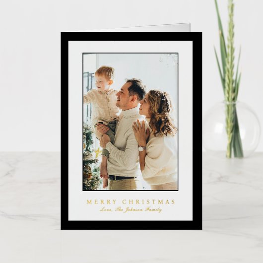 Minimal Black Border Photo Elegant Christmas (Vorderseite)