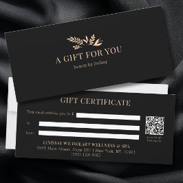 Minimal Black Botanical QR Code Gift Certificates
