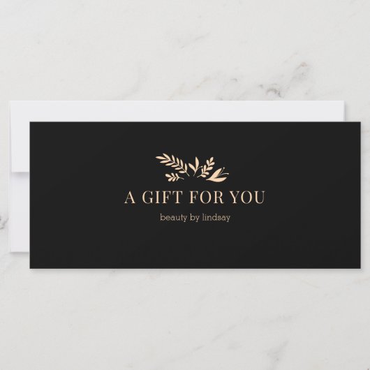 Minimal Black Botanical QR Code Gift Certificates (Vorderseite)