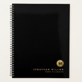 Minimal Black Brushed Gold Terminierungsbuch Planer (Vorderseite)
