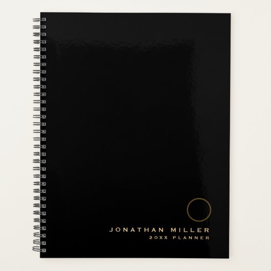 Minimal Black Brushed Gold Terminierungsbuch Planer (Vorderseite)