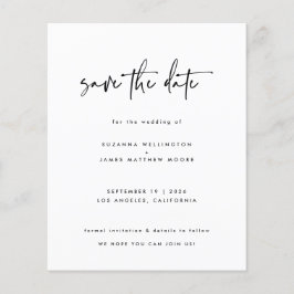 Minimal Black Budget Calligraphy Wedding Rett Date Flyer
