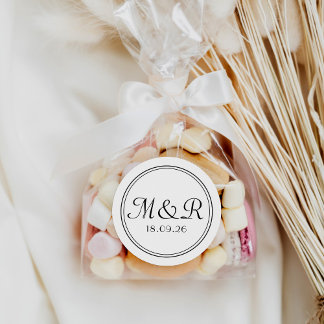 Minimal Black Calligraphy Monogram Wedding Sticker