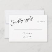 Minimal Black Calligraphy Wedding Gäste RSVP Karte (Vorderseite)