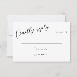 Minimal Black Calligraphy Wedding Gäste RSVP Karte