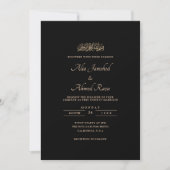 Minimal Black Classic Gold Script muslimische Hoch Einladung (Vorderseite)