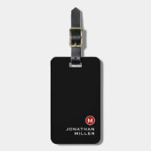 Minimal Black Classic Mit Monogramm Gepäckanhänger (Vorderseite vertikal)