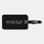 Minimal Black Classic Mit Monogramm Gepäckanhänger (Rückseite horizontal)