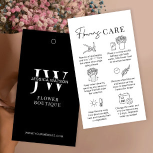 Minimal Black Cut Blume Pflege Florist Hang Tags