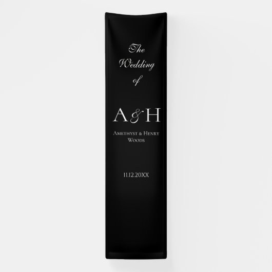 Minimal Black Fabric Wedding Welcome Banner (Vertikal)