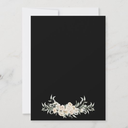 Minimal Black Floral Gold Islamische Arabische Hoc Einladung (Rückseite)