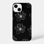 Minimal Black Floral Line Art iPhone Hülle (Rückseite)