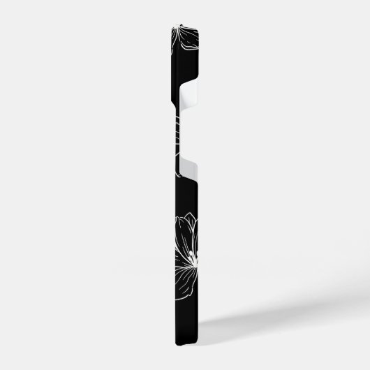 Minimal Black Floral Line Art iPhone Hülle (Linke Seite)