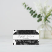 Minimal Black Floral Visitenkarte (Stehend Vorderseite)