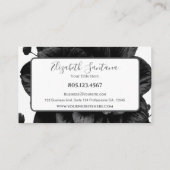Minimal Black Floral Visitenkarte (Rückseite)
