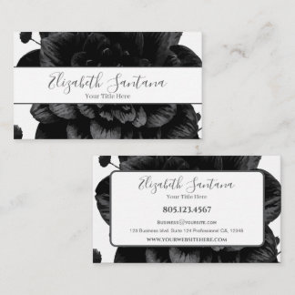 Minimal Black Floral Visitenkarte