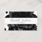 Minimal Black Floral Visitenkarte (Vorderseite)