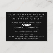 Minimal Black Glitzer Vielen Dank für die Bestellu Visitenkarte (Rückseite)