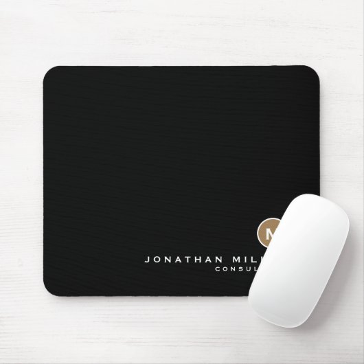 Minimal Black Gold Classic Monogramm Mousepad (Mit Mouse)