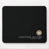 Minimal Black Gold Classic Monogramm Mousepad (Vorne)