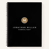 Minimal Black Gold Classic Monogramm Notizblock (Vorderseite)