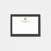 Minimal Black Gold Classic Monogramm Post-it Klebezettel (Vorderseite)