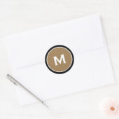 Minimal Black Gold Classic Monogramm Runder Aufkleber (Umschlag)