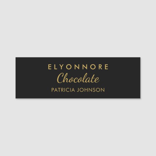 Minimal Black Gold Custom Staff Namensschild (Vorderseite)