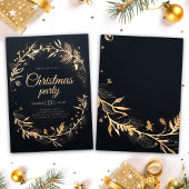 Minimal Black Gold Holiday Elegantes Party Einladung